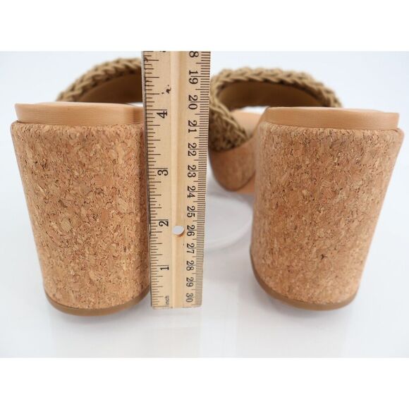 Vince Nicki Crochet Cork Sandal Womens Size 10 Tan Slide Platform Wedge Slip On - Picture 7 of 11